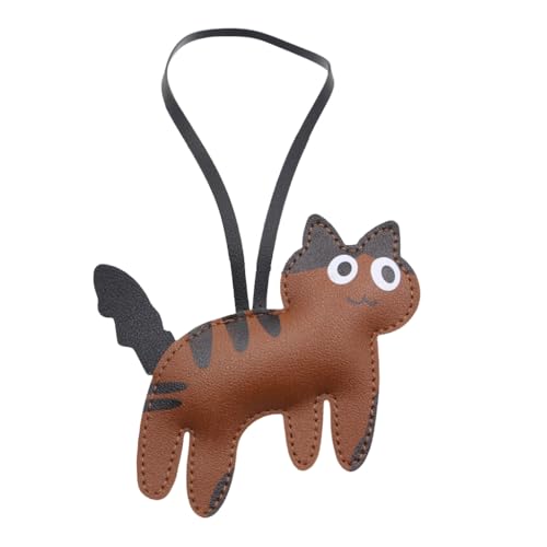 Verspielte Katze Leder Rucksack Schlüsselanhänger Student Tasche Charm Hängende Anhänger für Studenten und Fan von Niedlichkeit Designs, coffee von FackLOxc