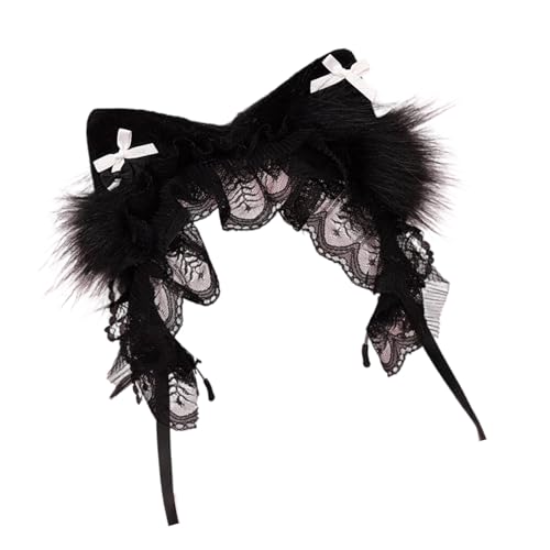 Verstellbares, pelziges Katzenohr-Haarband mit Schleife, modisches Haar-Accessoire, Stirnband für Anime-Themenpartys und den täglichen Gebrauch von FackLOxc