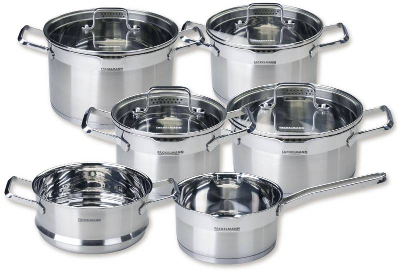 FACKELMANN Topf-Set "Bamberg, mit Dämpfeinsatz" Set, 10 Stk. tlg. Edelstahl von Fackelmann