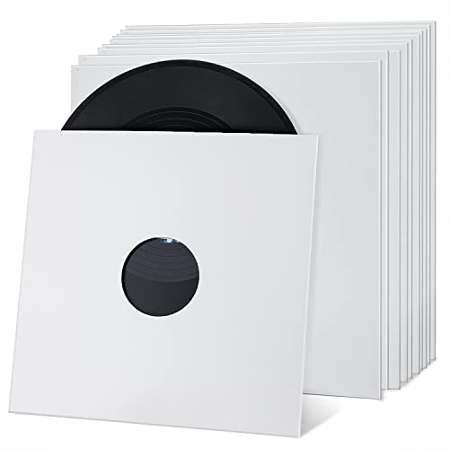 Facmogu 10PCS 12in Vinyl-Schallplattenhüllen, verdickte 350gsm Papphüllen für LPs, säurefreie Archivierungshüllen für 33 RPM Sammlungen - Weiß von Facmogu
