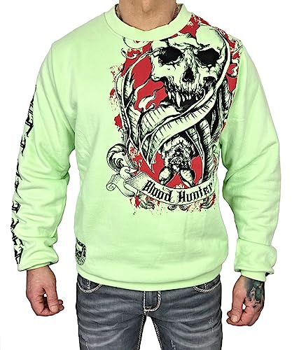 Fact of Life Herren Sweat-Shirt “Blood Hunter” SP-05 Patina Green (as3, Alpha, 3X_l, Regular, Regular) von Fact of Life