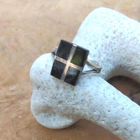 Silberner Onyxring - Rechteck Kreuz Größe 18, 5 Mm von Factory23