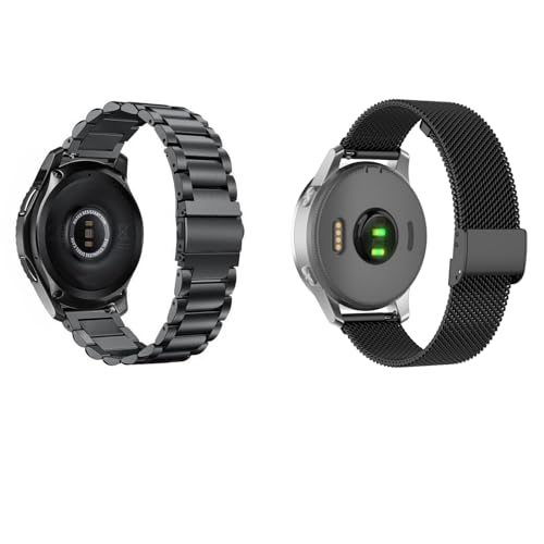 2 Stück Metall Armband 20mm Kompatibel mit Amazfit Bip U Pro für Herren Damen, Metall Solide Ersatzarmband und Masche Edelstahl Uhrenarmband für Amazfit Bip U Pro von Factorys