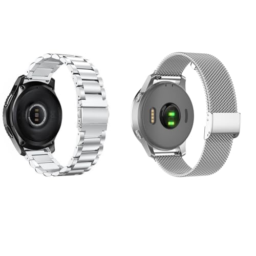 2 Stück Metall Armband 20mm Kompatibel mit Amazfit Bip U Pro für Herren Damen, Metall Solide Ersatzarmband und Masche Edelstahl Uhrenarmband für Amazfit Bip U Pro von Factorys