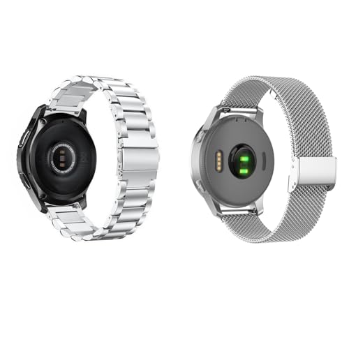 2 Stück Metall Armband 22mm Kompatibel mit Amazfit GTR 2 für Männer Frauen, Metall Solide Ersatzarmband und Masche Edelstahl Uhrenarmband für Amazfit GTR 2 von Factorys