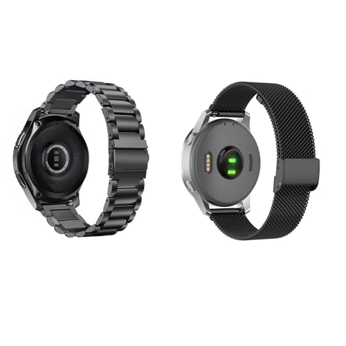 2 Stück Metall Armband 22mm Kompatibel mit Amazfit Stratos 2 für Männer Frauen, Metall Solide Ersatzarmband und Masche Edelstahl Uhrenarmband für Amazfit Stratos 2 von Factorys