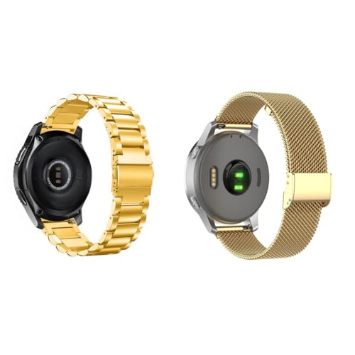 2 Stück Metall Armband Kompatibel mit Withings Activité Sapphire für Herren Damen, Metall Solide Ersatzarmband und Masche Edelstahl Uhrenarmband für Withings Activité Sapphire (Gold) von Factorys