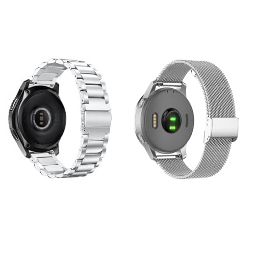 2 Stück Metall Armband Kompatibel mit Withings Activité Steel für Herren Damen, Metall Solide Ersatzarmband und Masche Edelstahl Uhrenarmband für Withings Activité Steel (Silber) von Factorys