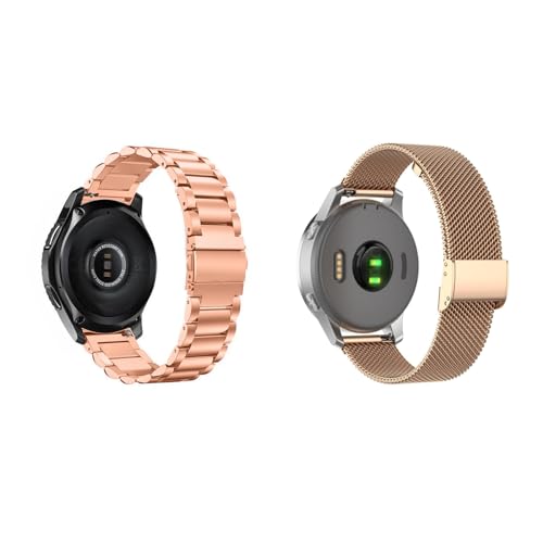 Factorys 2 Stück Metall Armband 22mm Kompatibel mit Pebble 2 für Männer Frauen, Metall Solide Ersatzarmband und Masche Edelstahl Uhrenarmband für Pebble 2 von Factorys