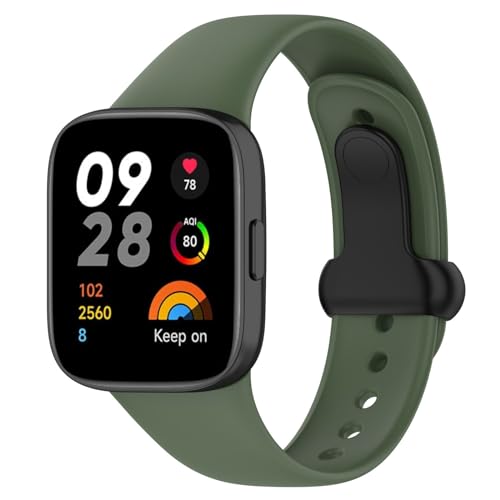 Factorys Ersatzbänder Kompatibel mit Xiaomi Redmi Watch 3, weiche und flexible Silikon-Ersatzbänder Atmungsaktive Sportarmband Gummibänder (Armee-Grün) von Factorys