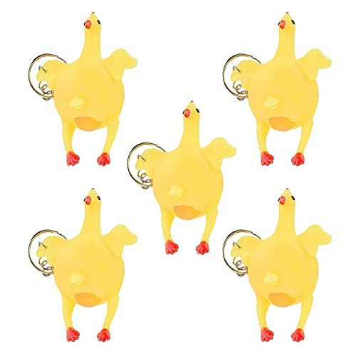 Factorys Neuer lustiger Tieranhänger Schlüsselanhänger Kinder Huhn Ei Legehennen überfüllt Stress Ball niedlich Schlüsselanhänger C436 compatible with Motorikschleifen (Yellow, One Size) von Factorys