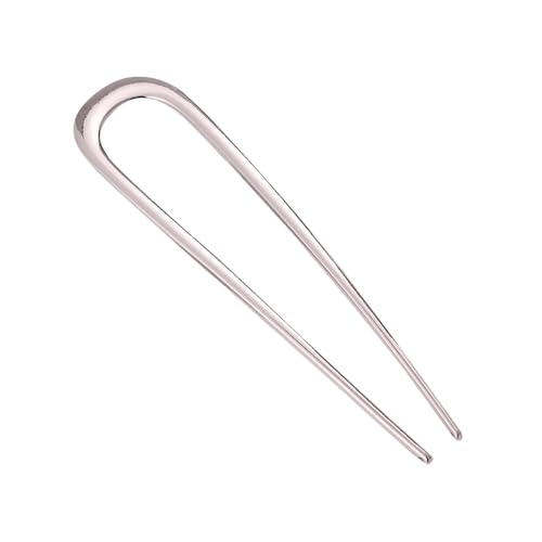 U-förmige Haarnadel Französisch Stil Haarspange Haarpin Metall Haarnadel Gabelstöcke Zinken Chignon Stifte 2 Zinken Hochsteckfrisur Chignon Stifte für Frauen Haarstyling Zubehör (Silber) von Factorys
