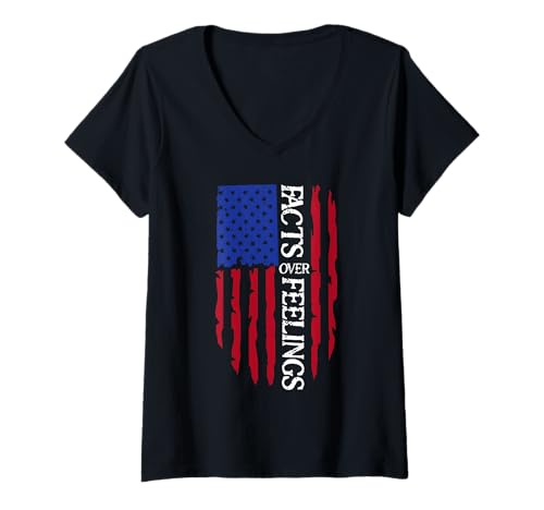 Damen Facts Over Feelings Flag Sign USA American Flag Freedom US T-Shirt mit V-Ausschnitt Damen Facts Over Feelings Flag Sign USA American Flag Freedom US T-Shirt mit V-Ausschnitt von Facts Over Feelings Shirt Facts Feelings T Shirt
