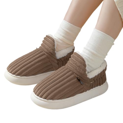 Damen Baumwollhausschuhe, Rutschfeste Pantoffeln mit orthopädischen Sohlen, Bequeme Winter-Slip-on-Hausschuhe für drinnen und draußen, für Damen und Herren Facynde von Facynde