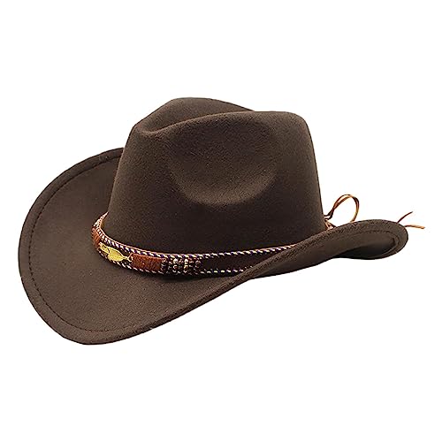 Facynde Cowboyhüte für Damen - Klassischer, aufrollbarer Strandhut für Jungen/Mädchen im Cowboy-Stil - Cowgirl-Hut für Männer und Frauen, Strandhut mit breiter Krempe für Outdoor-Aktivitäten von Facynde