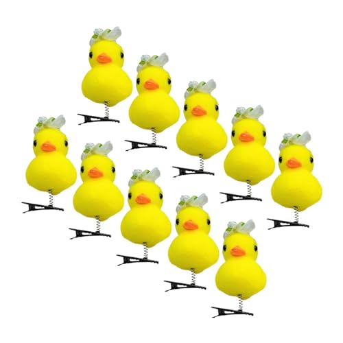 Facynde Enten-Plüsch-Haarnadel, gelbe Enten-Haarnadel - Ente Plüsch Haarspangen Haarnadelnadeln - 10 Stück gelbe Entlein-Haarspange, Cartoon-Haar-Accessoires für Kinder von Facynde