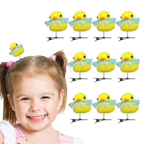 Facynde Enten-Plüsch-Haarnadel, gelbe Enten-Haarnadel - Gelbe Ente Plüsch Haarspangen - 10 Stück gelbe Enten-Design-Plüsch-Haarnadel-Kollektion für Kinder, Frauen, Mädchen von Facynde