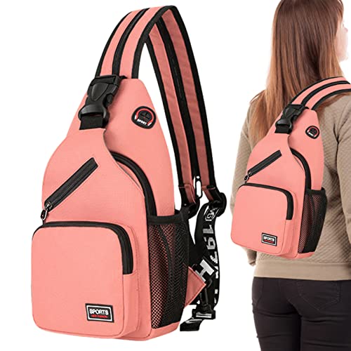 Facynde Wanderrucksack - Umhängetasche Sling Bag Damen Klein Rucksack Mit Kopfhörerloch Brusttasche Damen Oxford-Stoff Crossbody Bag von Facynde