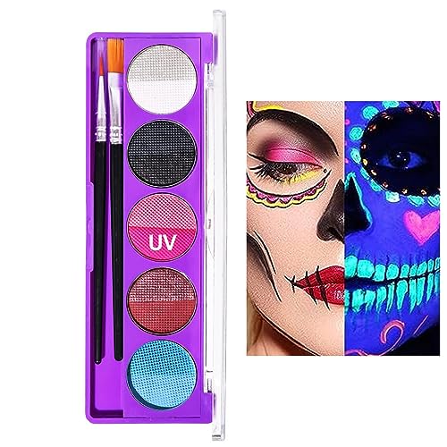 Glow-Make-up-Palette - 5-Farben-Neon-Gesichtsfarbe für funkelndes Lidschatten-Make-up,Hochglänzendes Make-up-Puder, multifunktionale, glänzende, leuchtende Schwarzlicht-Make-up-Kosmetik für Facynde von Facynde