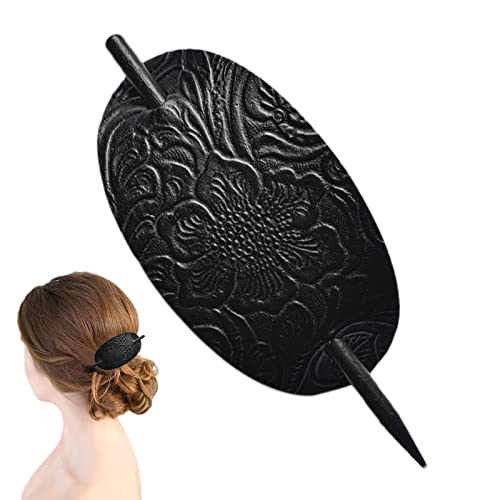 Haarspange aus Leder - Kunstleder Haarspange Haargummi,Leder und Stick Hair Slide Haarnadeln Pferdeschwanzhalter Haarschmuck für Frauen Mädchen Facynde von Facynde