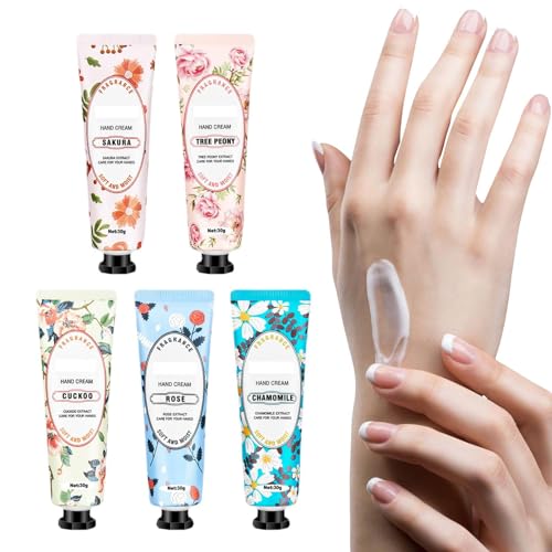 Handcreme-Set - 5-teilige tragbare, reisefreundliche Creme zur Hydratation der Hände,Körperpflegeprodukte für Geschäftsreisen, Arbeit, Zuhause, Reisen, Schulen Facynde von Facynde