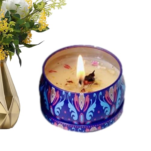 Langlebige Duftkerzen - 80g Sojawachs-Teelichter | Exquisites Kerzenglas-Design, Sojawachskerze, Duftkerzen, getrocknete Blumen, Duftkerzen für Zuhause, Duftkerzen, Geschenk für Heimdekoration von Facynde