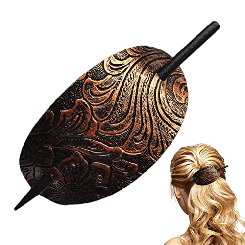 Lederhaarnadel mit Stick - Kunstleder Haarspange Haargummi,Leder und Stick Hair Slide Haarnadeln Pferdeschwanzhalter Haarschmuck für Frauen Mädchen Facynde von Facynde