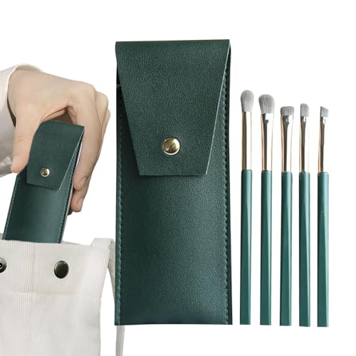 Lidschattenpinsel, Augen-Make-up-Pinsel-Set | 5 Stück weiche Make-up-Pinsel für Lidschatten,Professionelle Lidschatten-Make-up-Pinsel mit Etui, Mischpinsel für das Augen-Make-up auf Reisen von Facynde