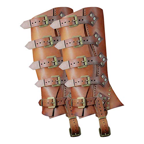 Mittelalter Gamaschen Stiefelstulpen Mittelalterliche Retro Leder Beinschützer Punk PU Leder Leggings Überschuh von Facynde