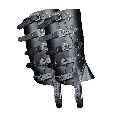 Mittelalter Gamaschen Stiefelstulpen Mittelalterliche Retro Leder Beinschützer Punk PU Leder Leggings Überschuh von Facynde