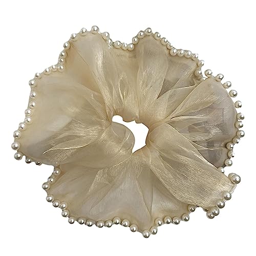 Riesige Haargummis - Übergroßer Scrunchie für Damen - Vielseitiger Sommer-Haargummi mit süßen Perlen und Haarschmuck für Shopping, Straße, Arbeit, Partys Facynde von Facynde