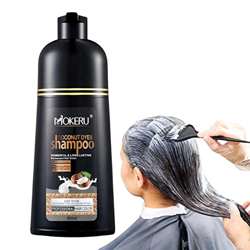 Schwarzes Haarfärbe-Shampoo | 500 ml Coconut Dye Shampoo für graues Haar für Männer und Frauen,Langanhaltendes Farbshampoo, pflanzliches schwarzes Shampoo schützt Haarschäden, kein Verblassen Facynde von Facynde