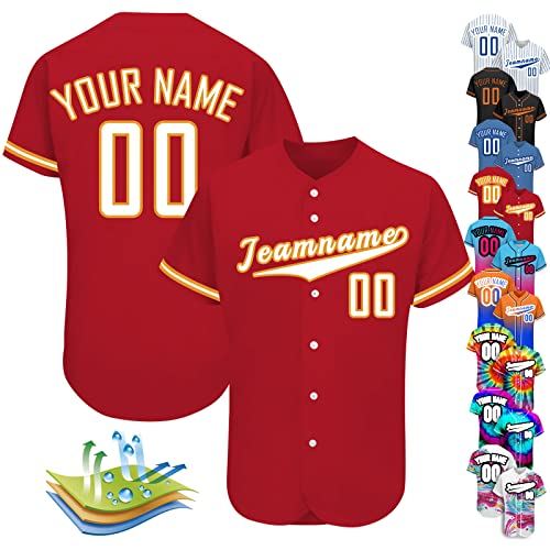 Individuelles Baseballtrikot, personalisierbar, Baseball-Shirts für Herren, Damen, Kinder, Druck, Namennummern, Button-Down-Sportuniform, Rot-Weiß-13, S-4XL Individuelles Baseballtrikot, personalisierbar, Baseball-Shirts für Herren, Damen, Kinder, Druck, Namennummern, Button-Down-Sportuniform, Rot-Weiß-13, S-4XL von Fadace