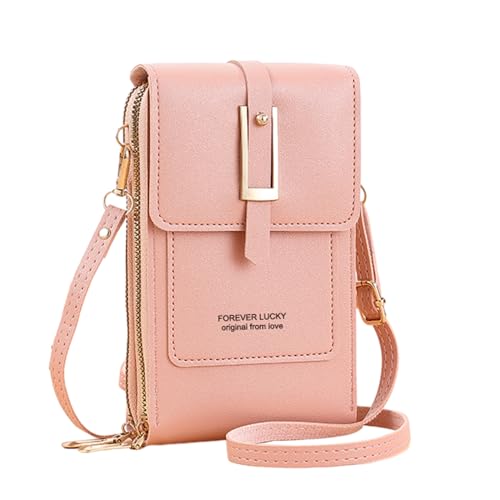 Fadcaer Handytasche zum Umhängen,Kleine Crossbody Handytasche Damen,Handy Umhängetasche Damen mit Kartenfächern,Leder Handytasche mit Geldbörse,Kleine Crossbody Handy Schultertasche (Rosa) von Fadcaer