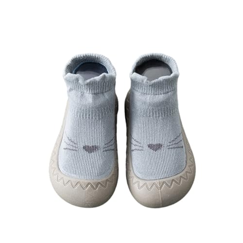 Fadcaer Hausschuhe für Kinder, Turnschuhe für Kinder, weiche Sohle mit Griffen, rutschfeste Babyschuhe Pre Walkers Baby Schuhe für Kinder und Mädchen, blau, 21 EU von Fadcaer