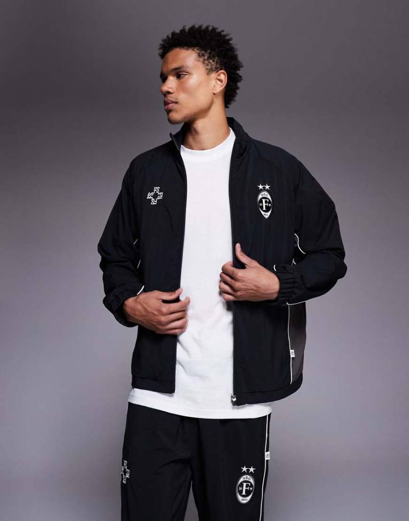 Faded Store - Fußball-Jacke aus Nylon in Schwarz, Kombiteil von Faded Store