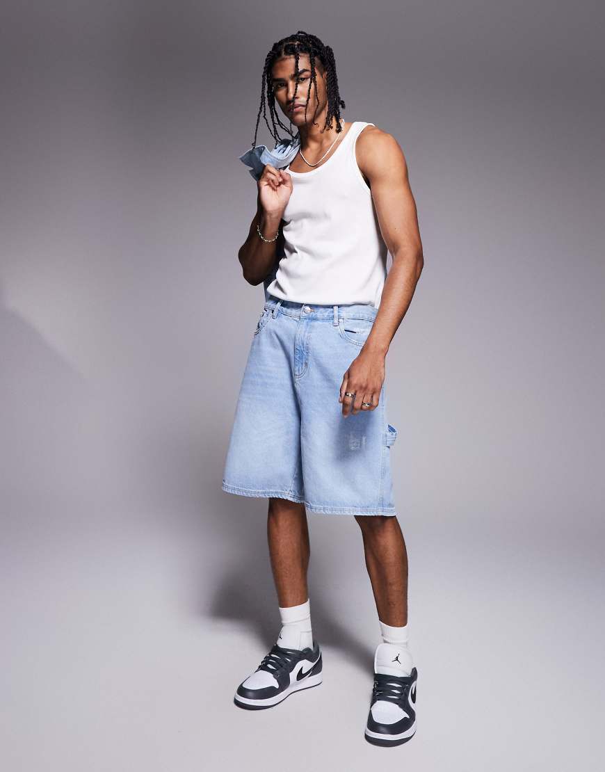 Faded Store - Jeans-Shorts in blauer Waschung mit Used-Details Faded Store - Jeans-Shorts in blauer Waschung mit Used-Details von Faded Store