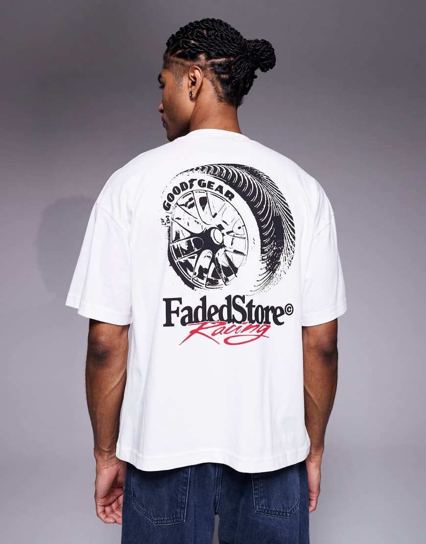 Faded Store - T-Shirt in Weiß mit schwarzem „Good Gear"-Print von Faded Store