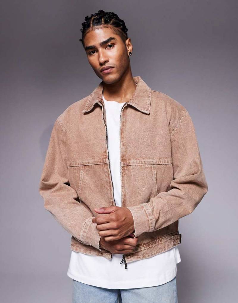 Faded Store - Verwaschene Jeansjacke in Braun-Brown von Faded Store