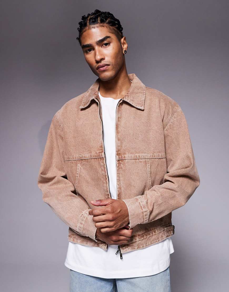 Faded Store - Verwaschene Jeansjacke in Braun-Brown von Faded Store