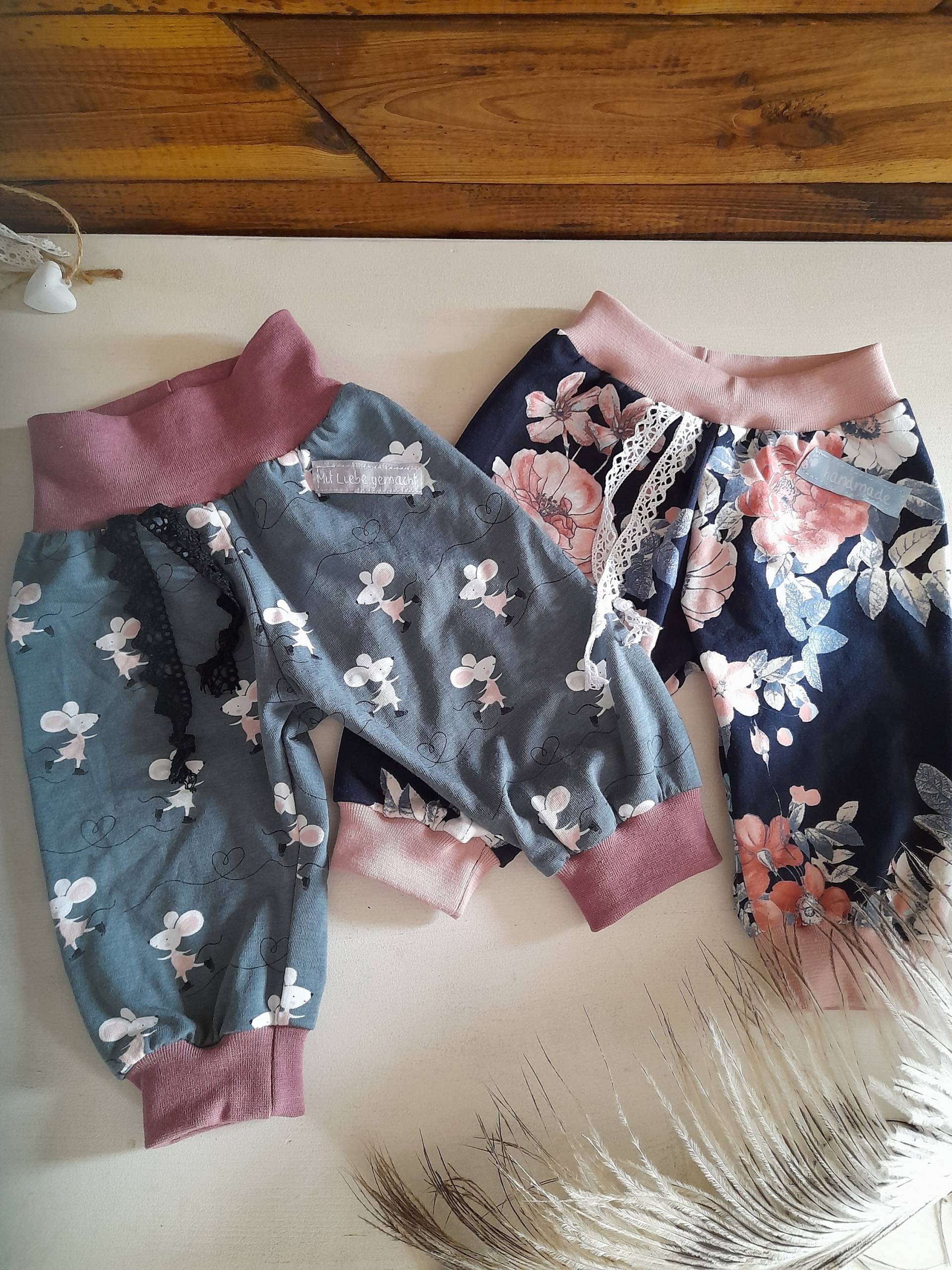 Baby Pumphose 2Er Set, 7/8, Capri, Mädchen, Jersey, Gr. 62/68 von FadenScheune