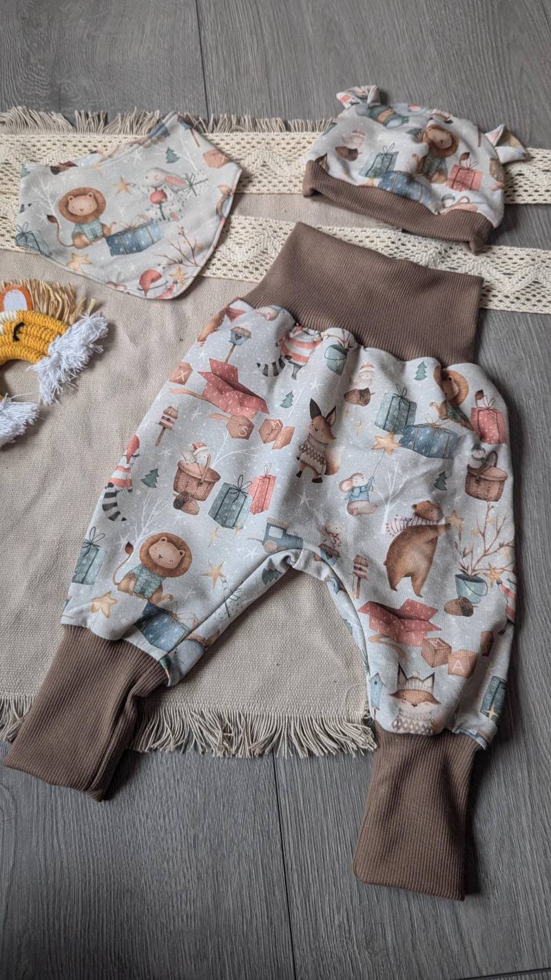 Winter Kinder Set Mit Waldtieren - Hose, Mütze Ohren & Halstuch | Warme Winterkleidung Für von FadenTwist