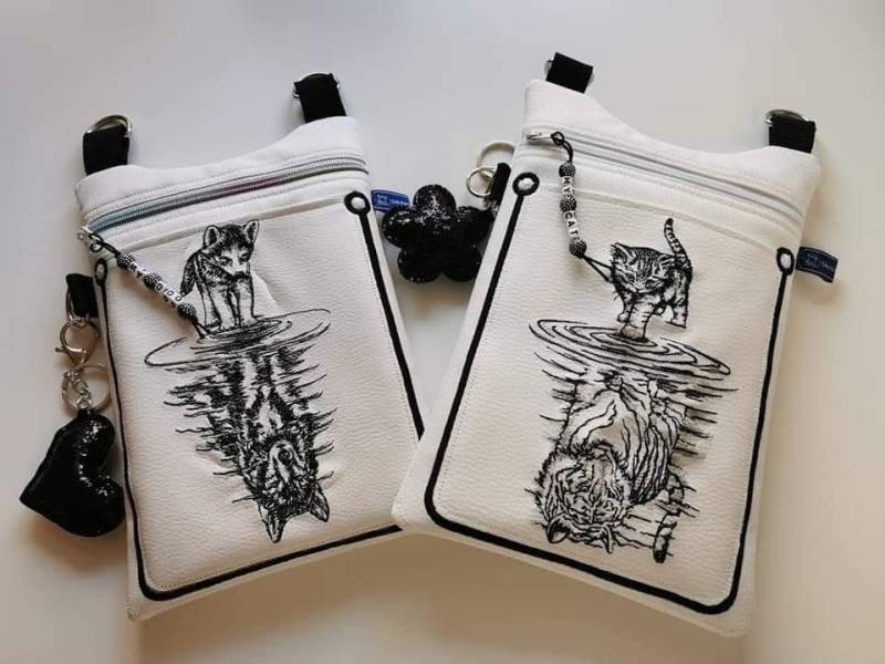 Handtasche H7 Spiegelbild Katze/ Tiger von FadenZauberDesign