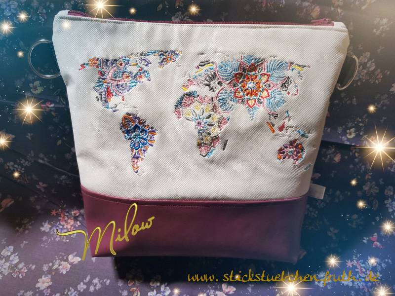 Milow Weltkarte Blumen Milow Weltkarte Blumen von FadenZauberDesign