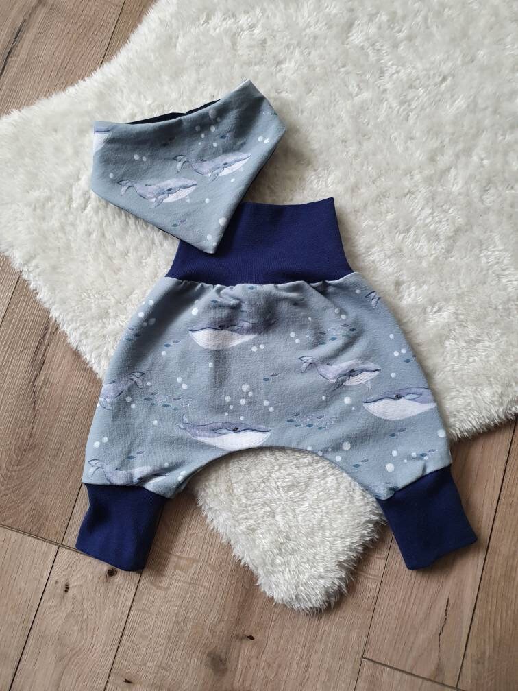Pumphose & Halstuch Wale Blau/Grau von Fadenfrettchen