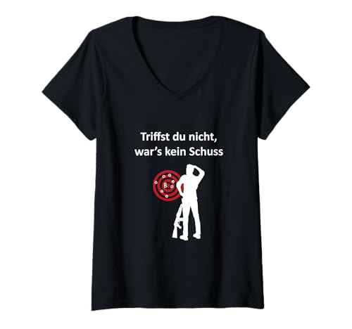 Damen Triffst du Nicht, War's kein Schuss T-Shirt mit V-Ausschnitt Damen Triffst du Nicht, War's kein Schuss T-Shirt mit V-Ausschnitt von Fadenkreuz Fashion