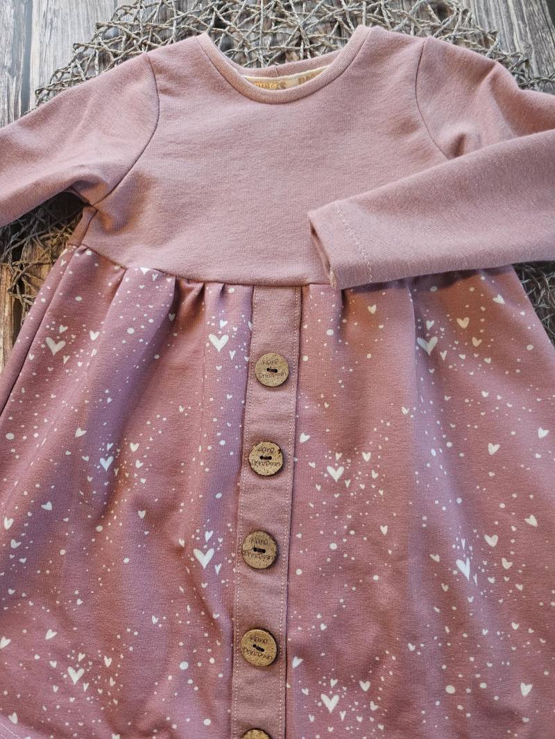 Kleid Größe 98, Kleidchen Mit Herzen in Rosa von FadenzauberHandemade