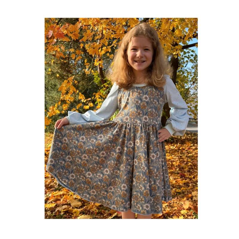 Jerseykleid Langarmkleid Drehkleid Tellerkleid Glitzer Winterblumen von FadenzauberbyAntje