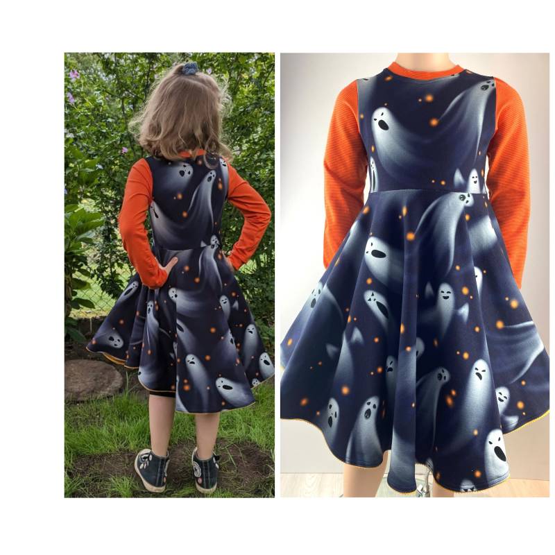 Kleid Baumwollkleid Sweatkleid Halloween Gespenster Partykleid von FadenzauberbyAntje