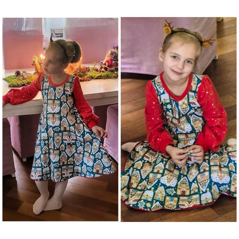 Kleid Baumwollkleid Sweatkleid Langarmkleid Weihnachtskleid Weihnachten Lebkuchenhaus von FadenzauberbyAntje